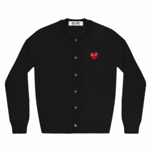 CDG PLAY Round Neck Cardigan Red Emblem Black(Women)