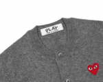 CDG PLAY Round Neck Cardigan Red Emblem Grey - Image 2
