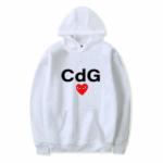 CDG Red Heart Front Print Hoodie - Image 2