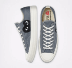 CDG Converse Black Heart Low Top Grey - Image 4