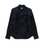Cdg Cotton Frill Front Blouse - Black