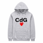 CDG Red Heart Front Print Hoodie - Image 3