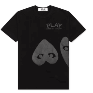 CDG Play Black T-shirt Black Three Heart Screenprint