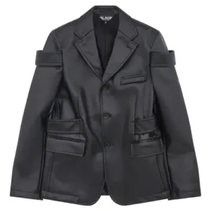 CDG Black Double Buckle Blazer Front