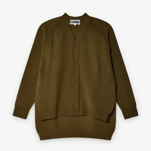 CDG Outside Seam Cardigan Khaki Front